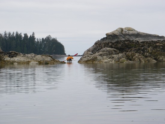 kayaking Vancouver Island Broken Group Islands kayaking between islets